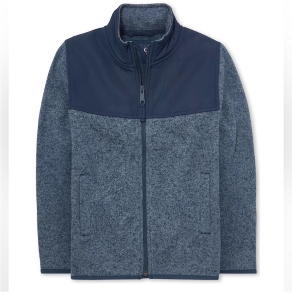 Children’s Place Boys Uniform Sweater Fleece Trail Jacket - Tidal - size L - Picture 6 of 8